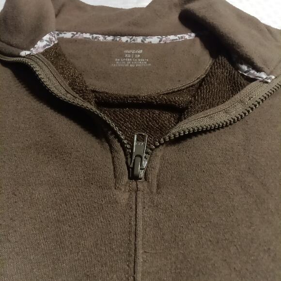 Aerie Crop Top Sweatshirt Size Xs Long Sleeve 1/4 Zip Pullover Green Women's - Picture 3 of 10